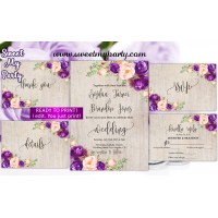 Purple Wedding Invitation suite,Lilac Wedding invitation set,(64w)